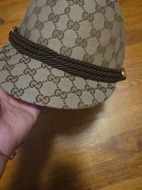 Gucci Monogram Torchon Baseball Cap with Rope Detail and Metal Logo - Size Small